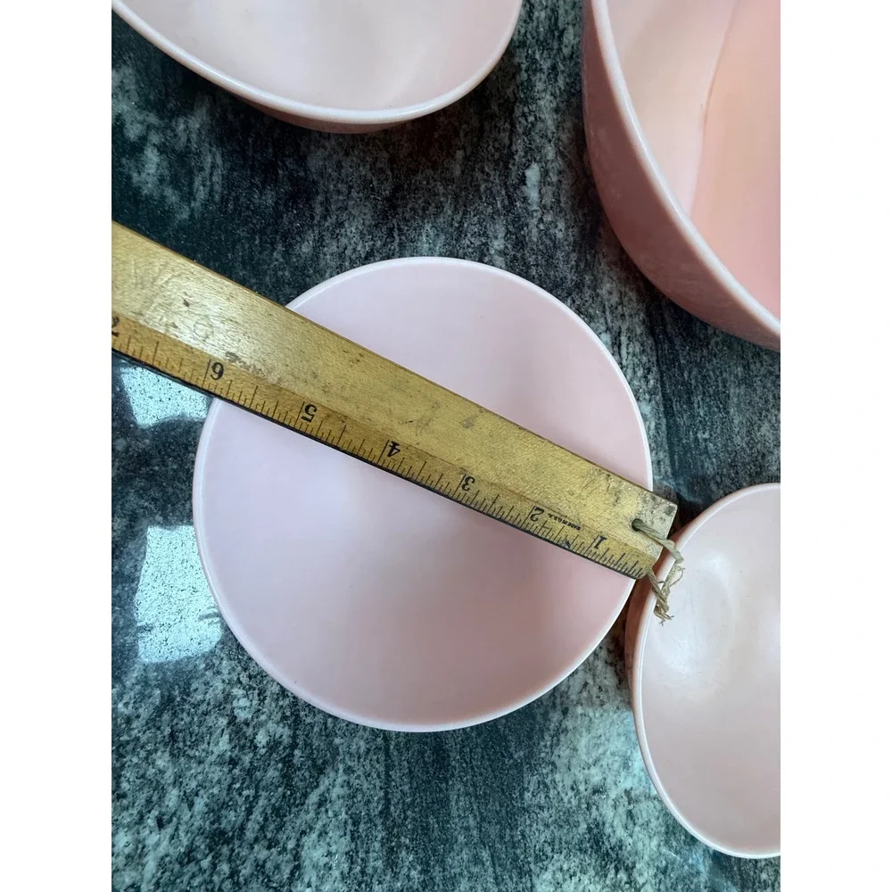 Vintage Pink Melamine 8pc Serving Set Divided Chip Dip Bowl and 7 Small Bowls
